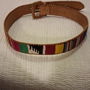 Guatemala Hand Crafted Colorful Women's Leather Belt 30in